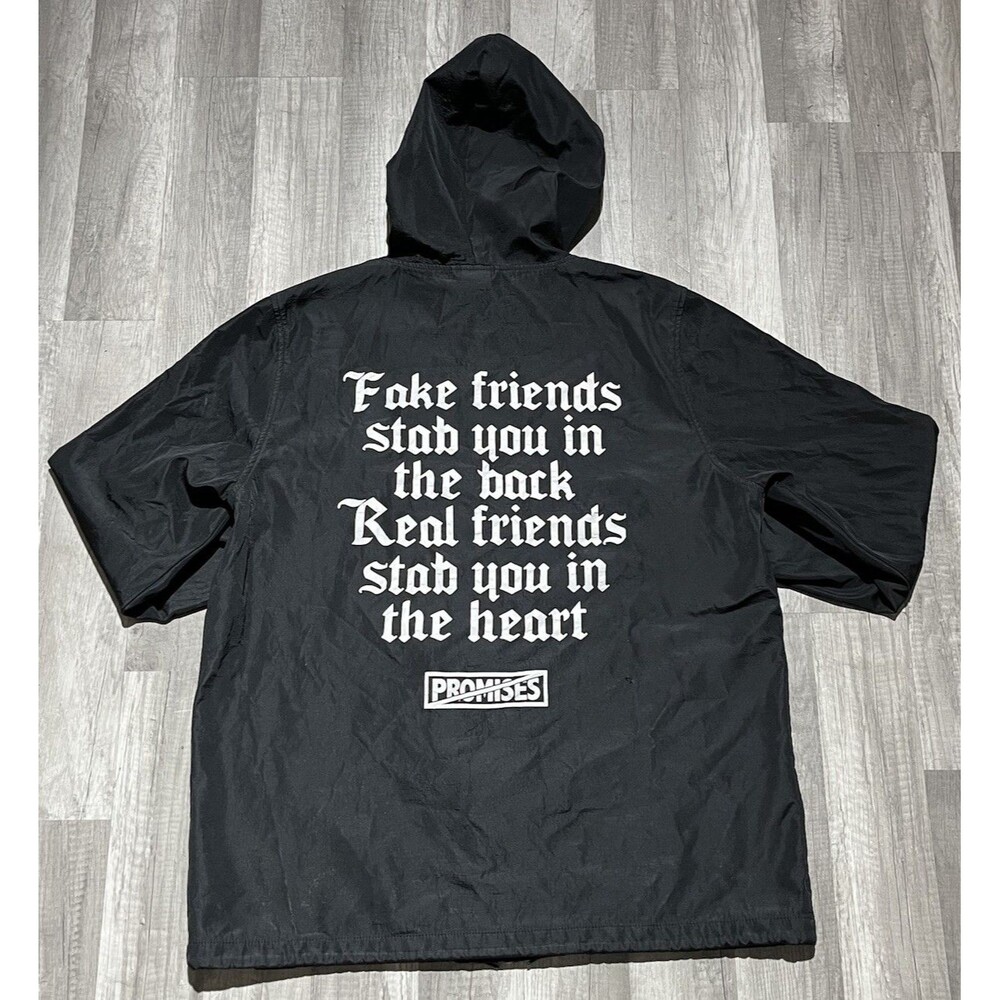 Broken Promise Mens Jacket Sized Large Black We Ain't Homies Hooded Coaches